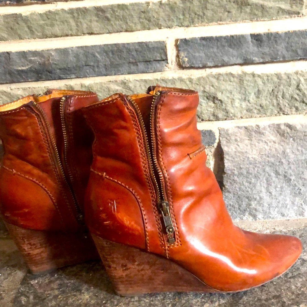 Frye wedge ankle boots, size 8.